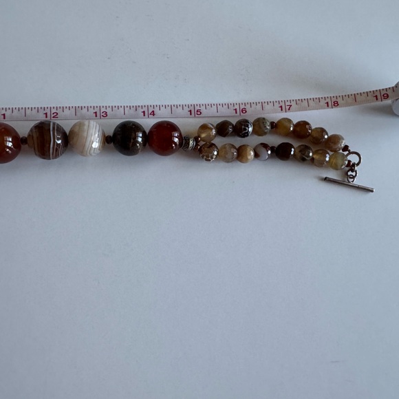 Chunky Necklace, Brown, Rust and Cream w/ Leaf Hanging in front, NWOT - Picture 3 of 7